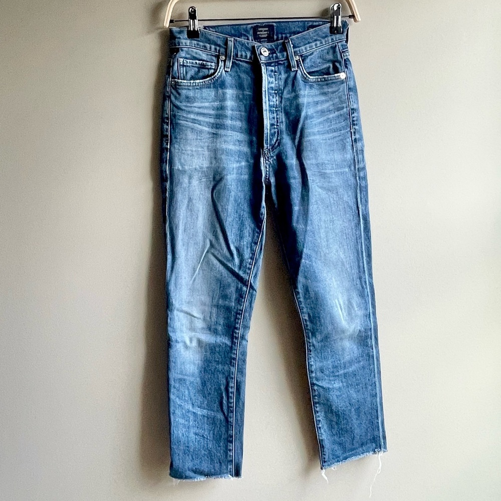 Citizens Of Humanity Olivia High Ride Slim Ankle Button Fly Distressed Jeans